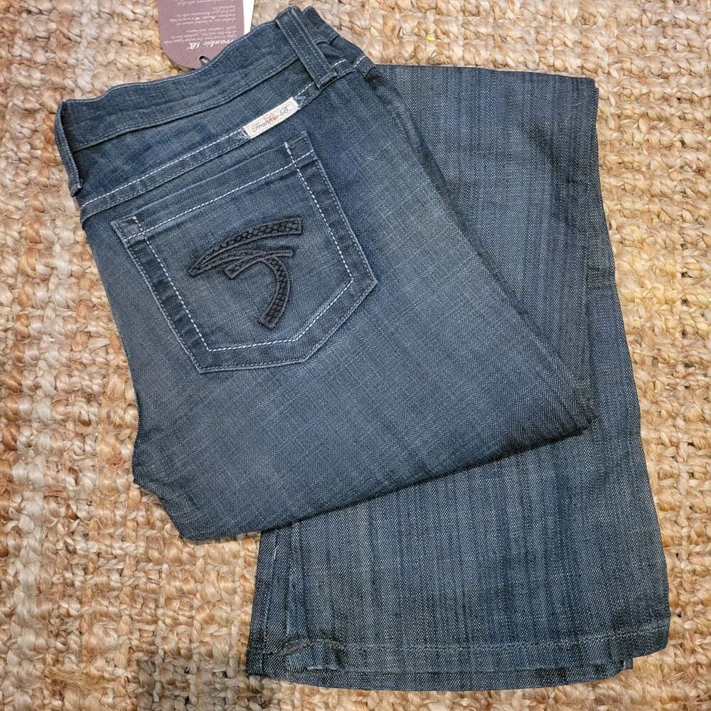 Frankie B Jeans Low Rise Downtown Slim Bootcut Flare Logo Vintage y2k L 10 34"